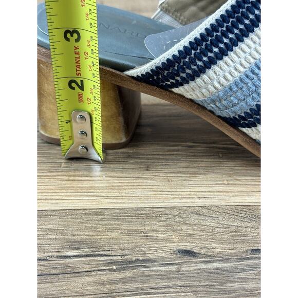 Bernardo Nala Embroidered Block Heel Mules Blue White Size 10 Anthropologie - Picture 6 of 7